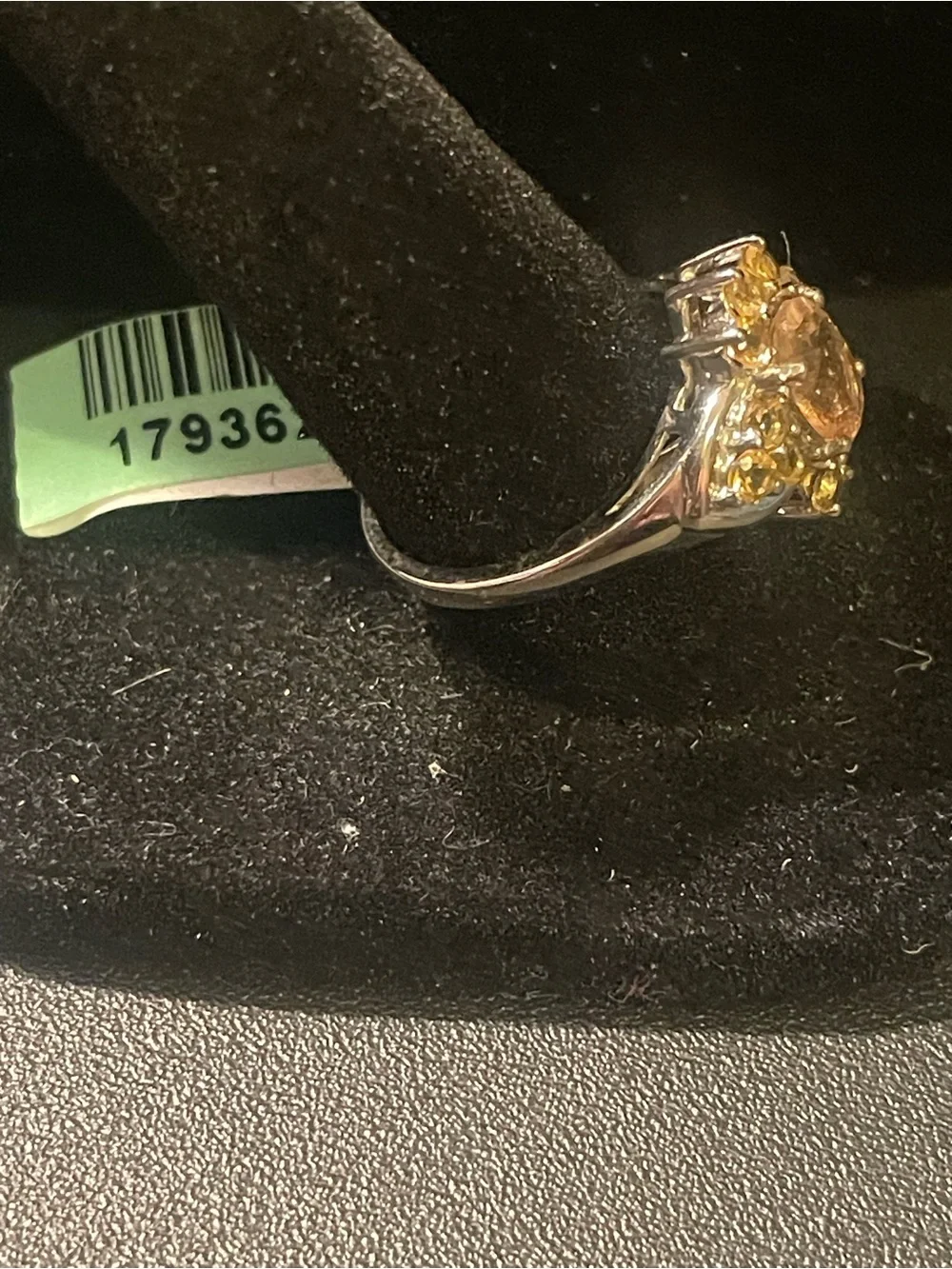 925 Silver Yellow Citrine Halo Cocktail Ring - Women Jewelry